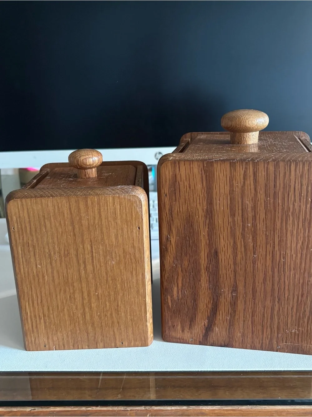 Vintage heartland village Wood Canister Set with Country Scene Tiles